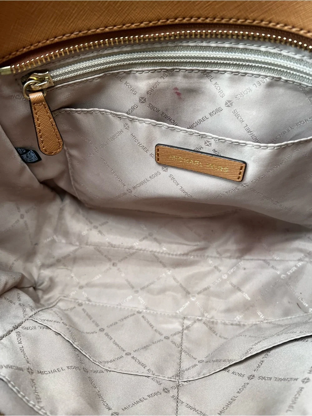 Michael Kors Jet Set Travel Brown Signature Logo Chain Shoulder Tote Bag
